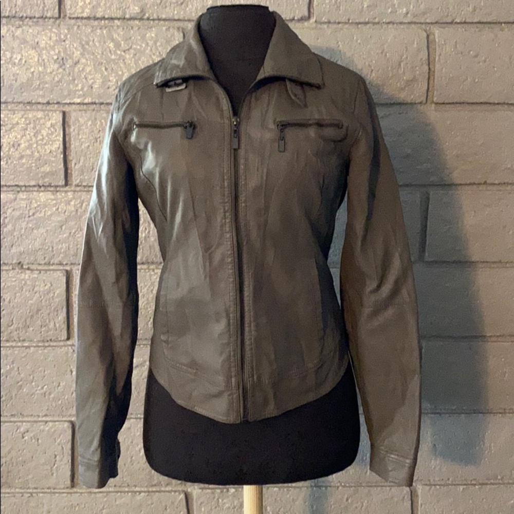Gray leather jacket